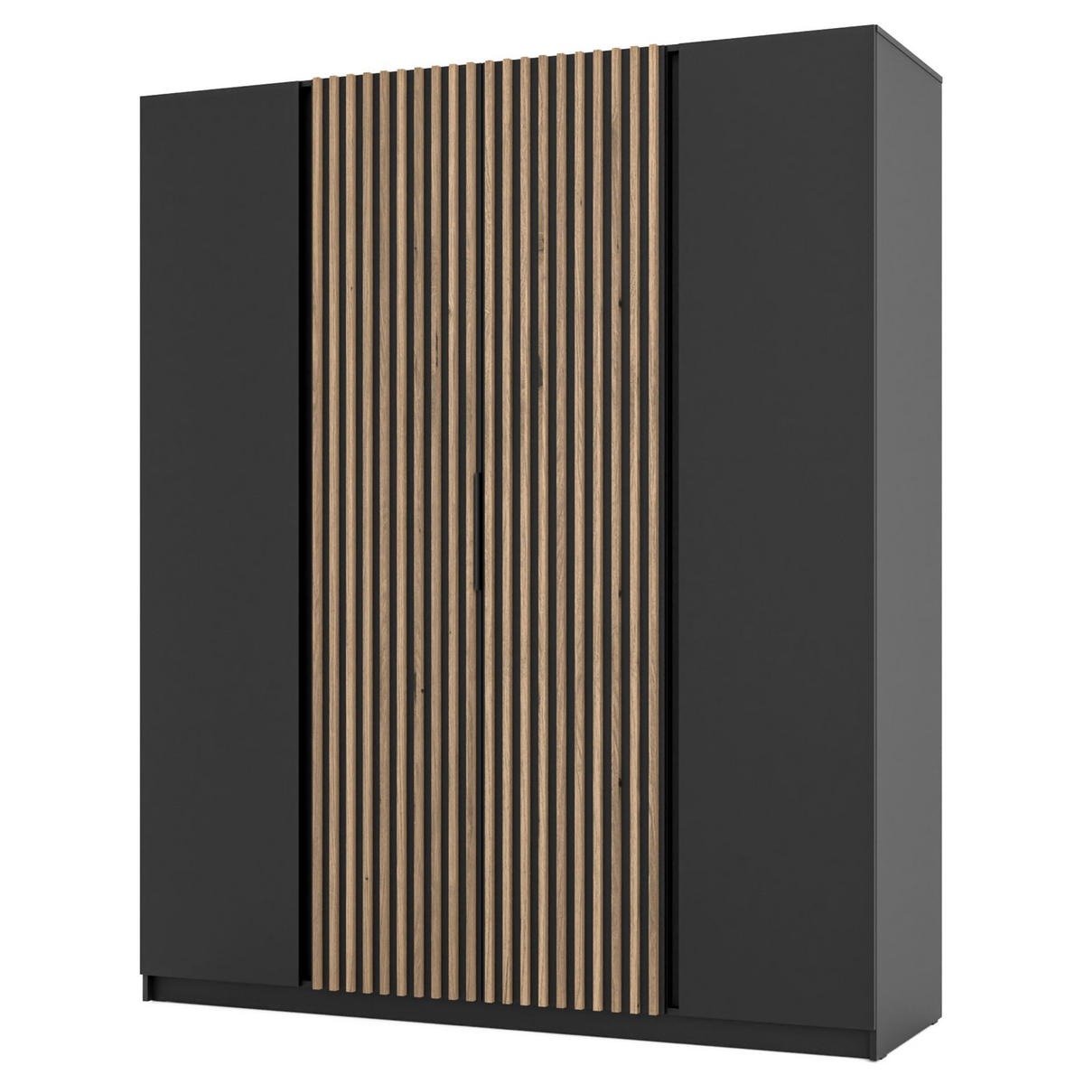 KLEIDERSCHRANK Kaja Schwarz 200 cm - Schwarz, Holzwerkstoff/Metall (200/239/61.9cm) - Selsey