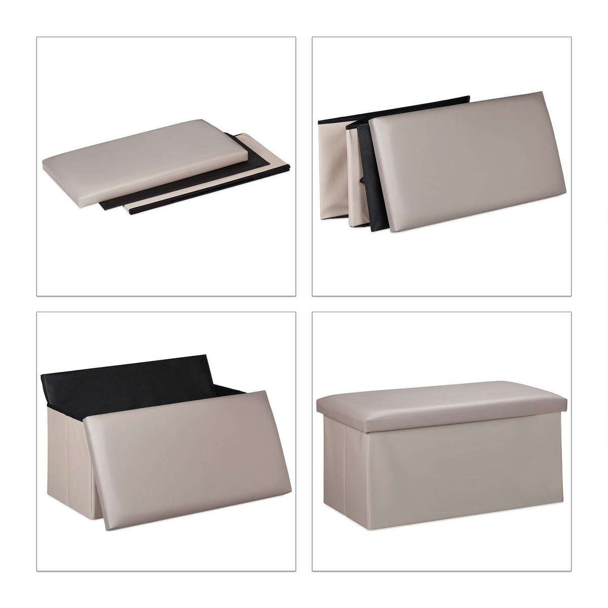 SITZBANK - Grau, Holzwerkstoff/Kunststoff (76.5/37.5/38.5cm) - Relaxdays