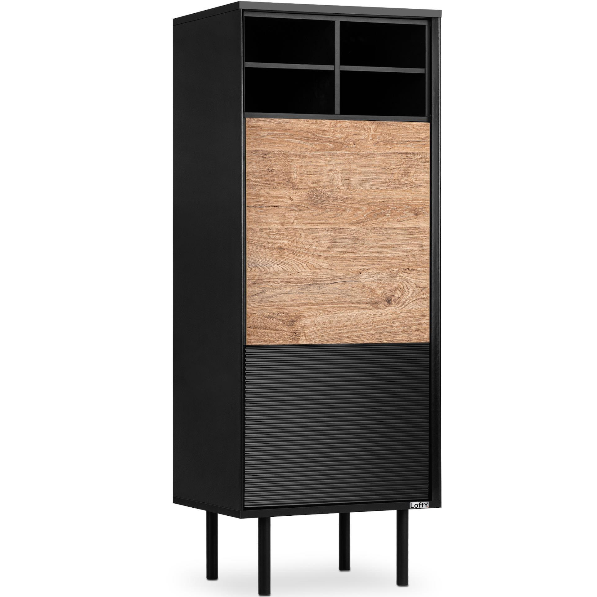 Konsimo® Regal Schwarz, Eiche 52x135x41 cm