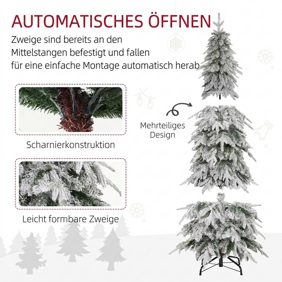WEIHNACHTSBAUM DE-41592 180 cm, 600 Zweige, Kunstschnee Grün - Grün, Kunststoff (180cm) - ComfortXL