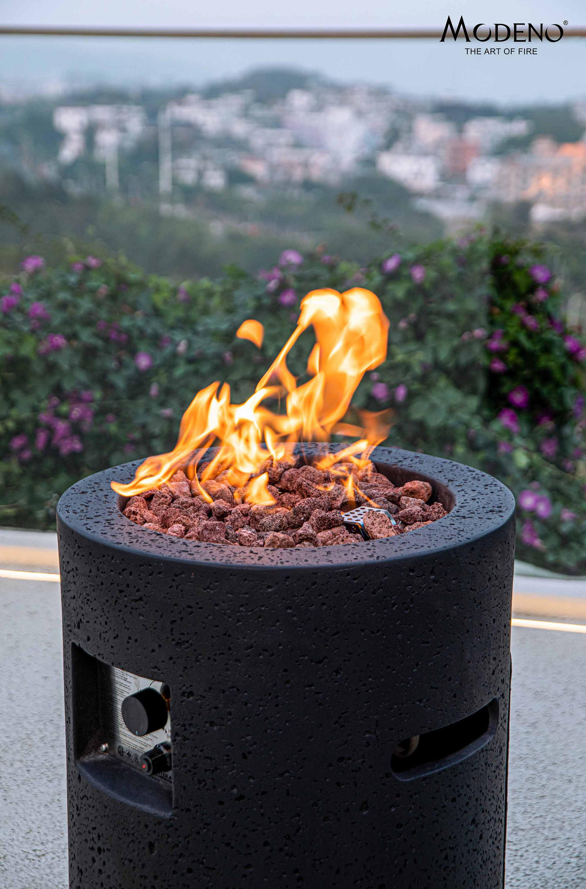 FEUERSTELLE Merapi in Lavastein-Optik schwarz aus Faserbeton - Schwarz, Stein (52/78/52cm) - Elementi