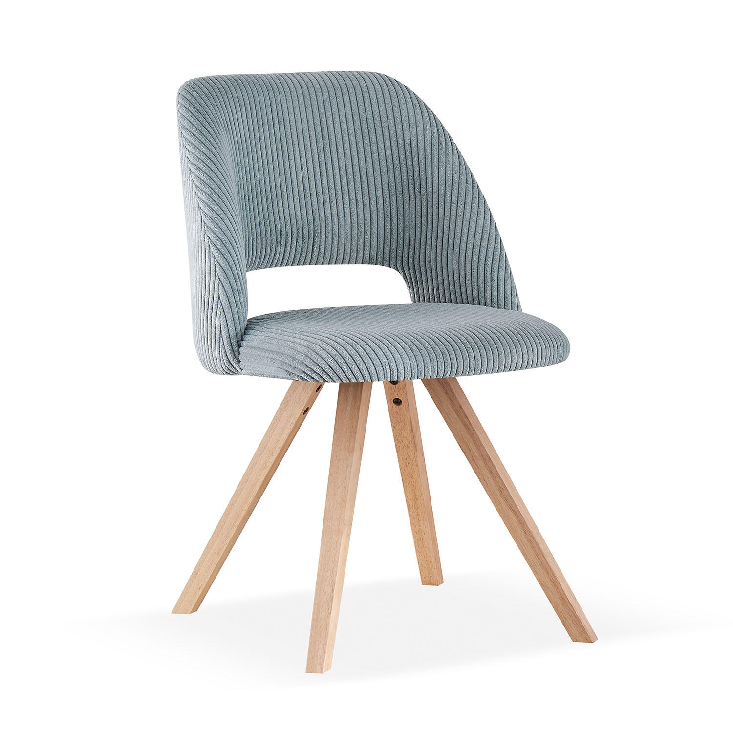 STUHL MARY Blau 2 Stück - Blau, Eichenholz/Textil (53/81/59cm) - B&D Home