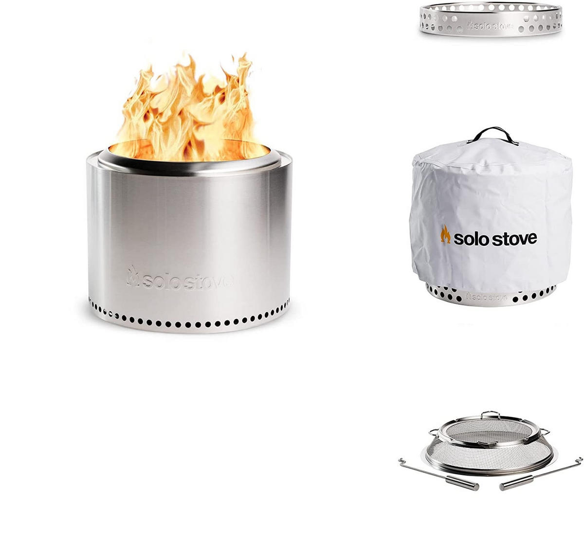 FEUERSCHALE mit STANDFUSS Bonfire Silber III Premium Feuerstelle, raucharm, Outdoor, Garten, Terrasse - Silberfarben, Metall (50/44/50cm) - Solo Stove