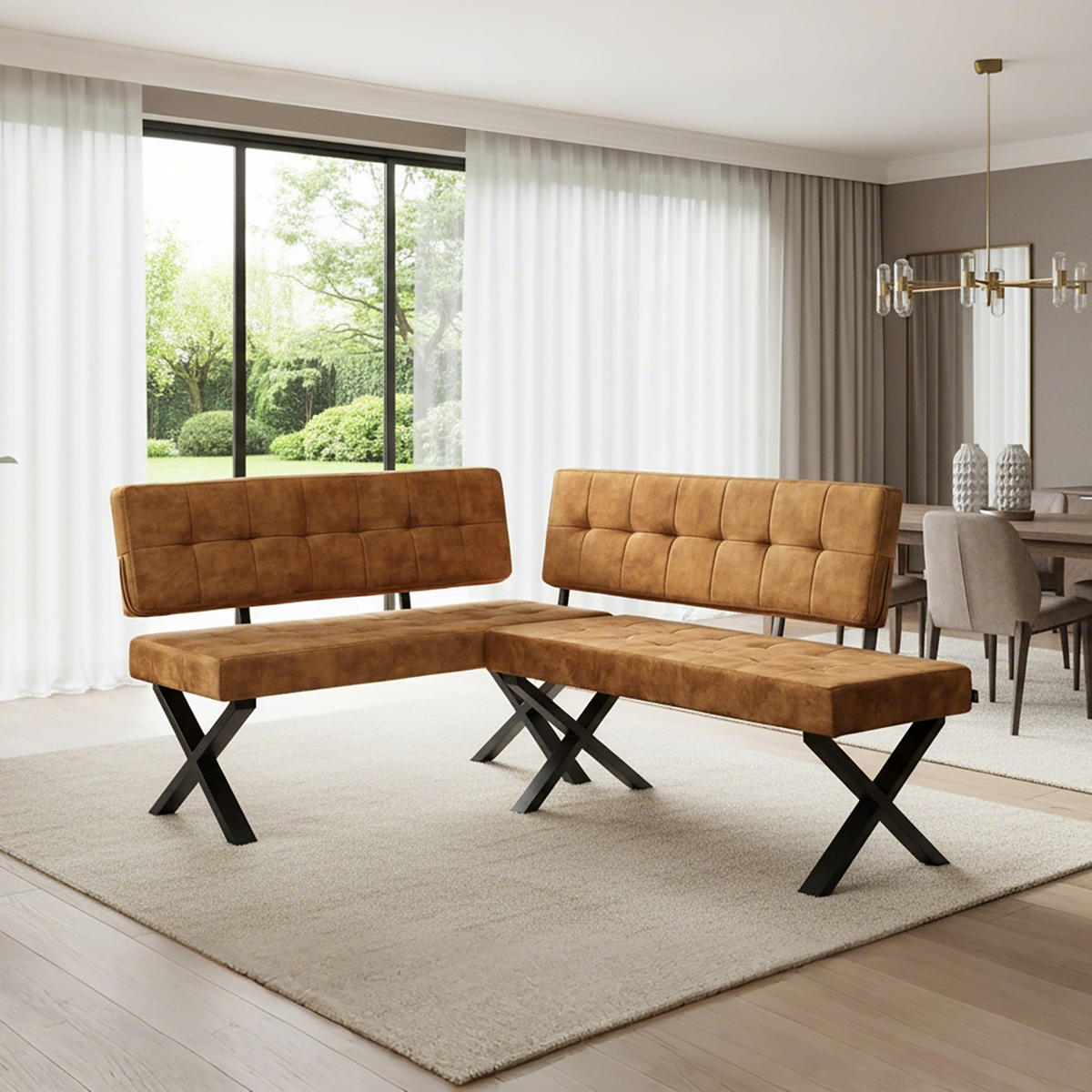 SITZBANK KAREN - Gelb, Metall (120/48/56cm) - B&D Home