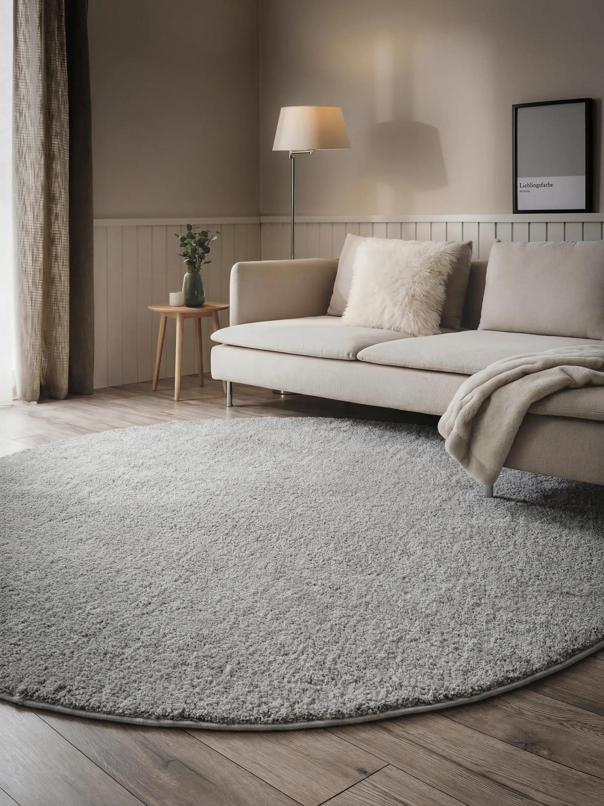 HOCHFLORTEPPICH rund Soda Grau ø 120 cm rund - Grau, Textil (120/120cm) - benuta Nest