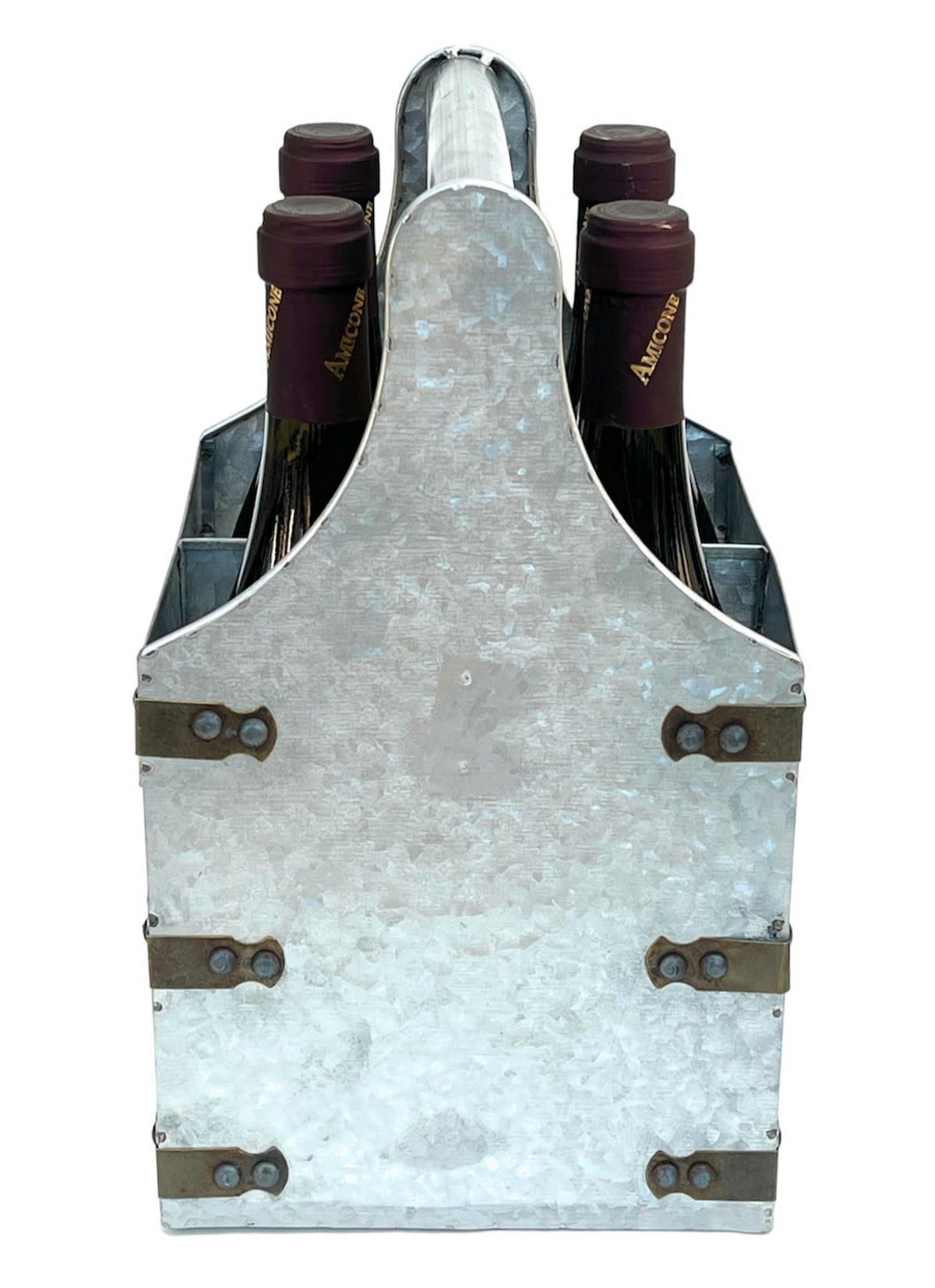 WEINTRÄGER 4 Takt für 4 Flaschen Metall Silber 22/20/33 cm - Grau, Metall (22/33/20cm) - DanDiBo