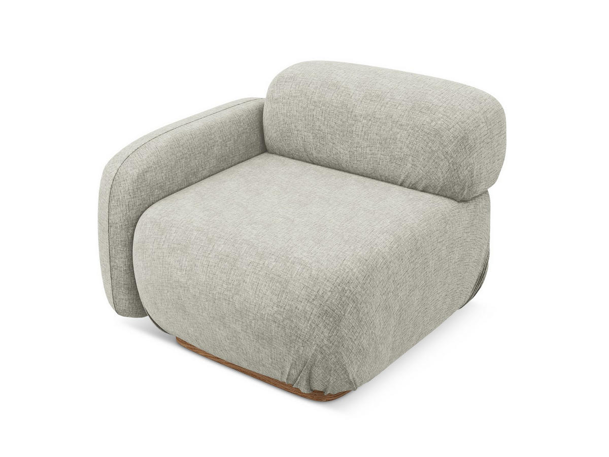 SOFAELEMENT Links Chenille Stoff Grau - Silberfarben/Braun, Holz/Textil (95/73/95cm) - Makamii