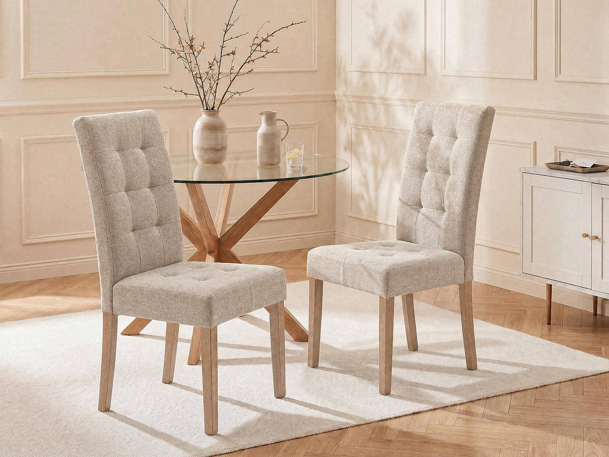 STUHL - 48 cm x 61 cm - stoff - cremefarben Villosa - Creme, Textil (48/100/61cm) - Vente-Unique