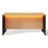 KÜCHENINSEL 155/80/90 cm Natürlich mit LED-Leuchten, 2 Steckdosen und 2 USB-Anschlüsse - Naturfarben, Holz/Holzwerkstoff (80/90/155cm) - Oxeza