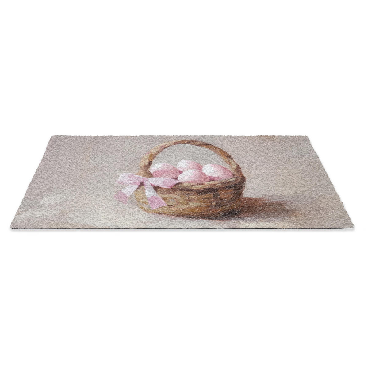 FUSSMATTE Korb - Eier - Rosa 90x60 cm - Beige, Kunststoff (60/90cm) - MuchoWow