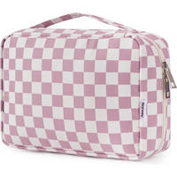 KULTURTASCHE zum Aufhängen Schachbrettmuster Altrosa - Rosa, Textil (5/1/5cm)