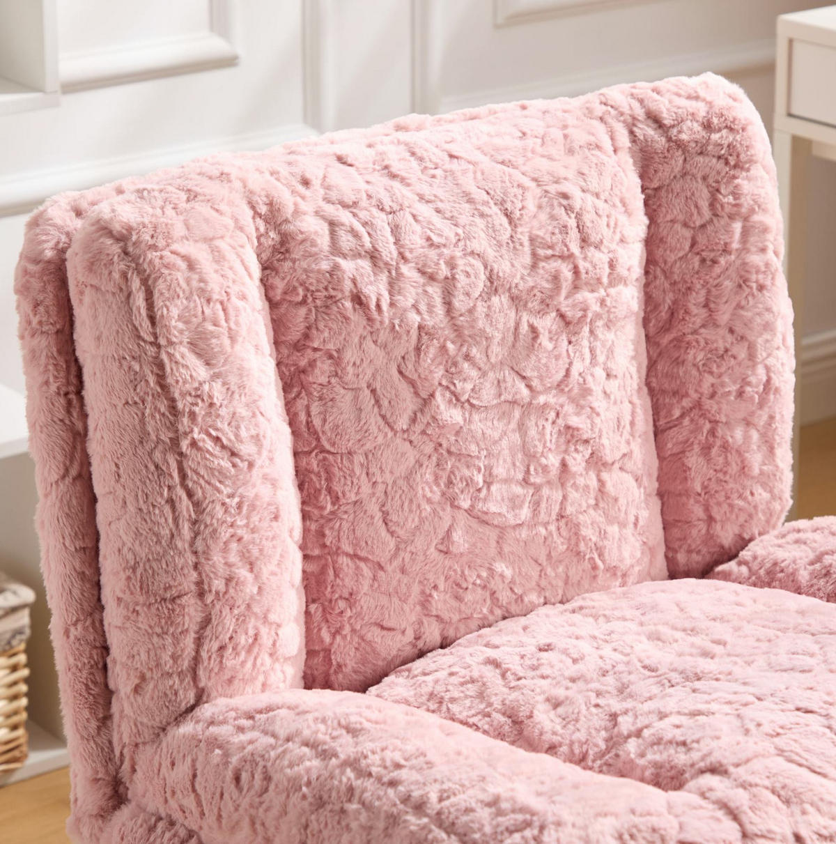 BÜROSTUHL höhenverstellbar 67 cm Kunstfell Pink - Pink, Kunststoff (67/94/63cm) - Meubliv