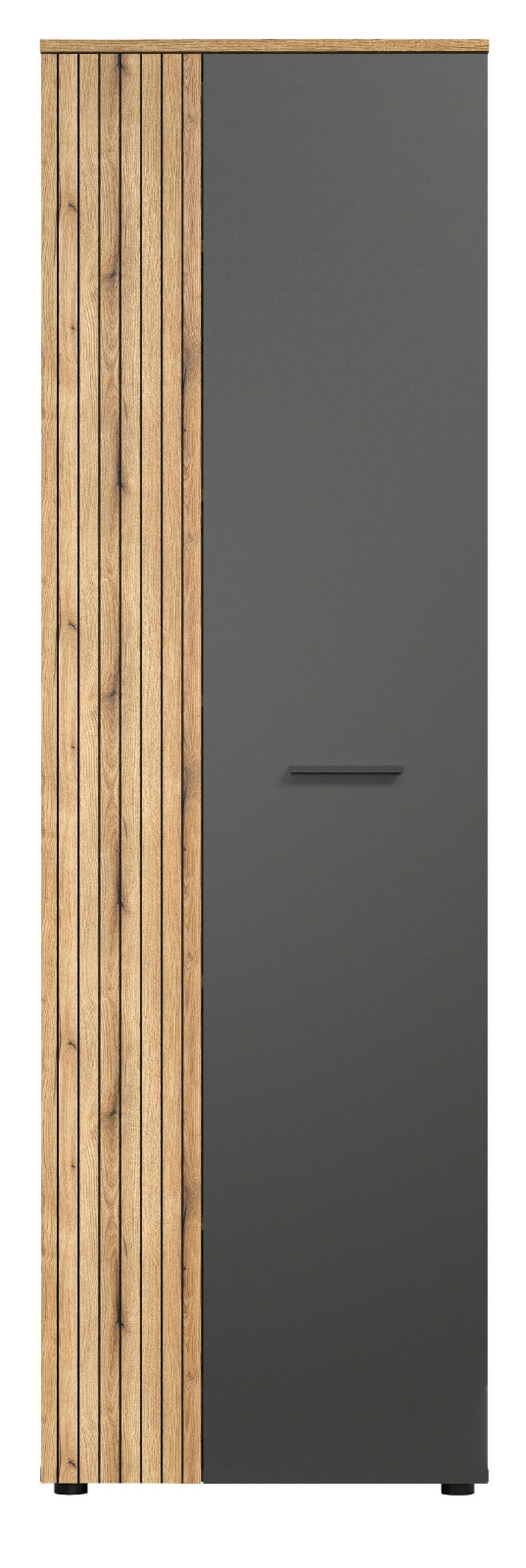 GARDEROBENSCHRANK grau, Evoke Eiche 60 x 195 cm, Garderobe oder großer Schuhschrank - Eichefarben/Anthrazit, Holzwerkstoff/Kunststoff (60/195/36cm) - Top.Furn