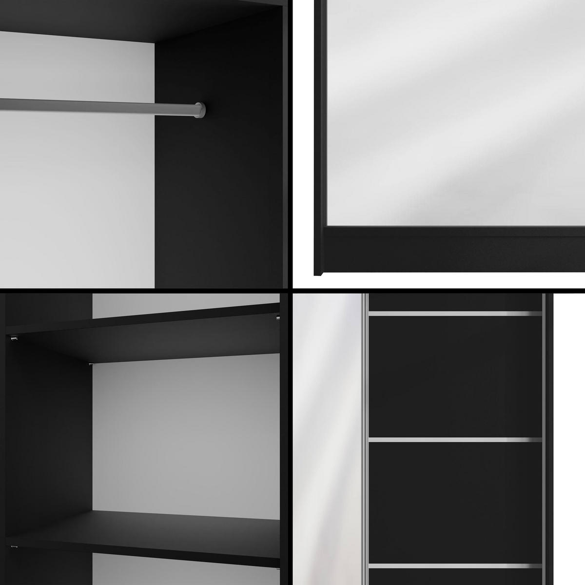 KLEIDERSCHRANK PAOKI - 150 cm - Schwarz - Schwarz, Holzwerkstoff (150/215/61cm) - ALTDECOR