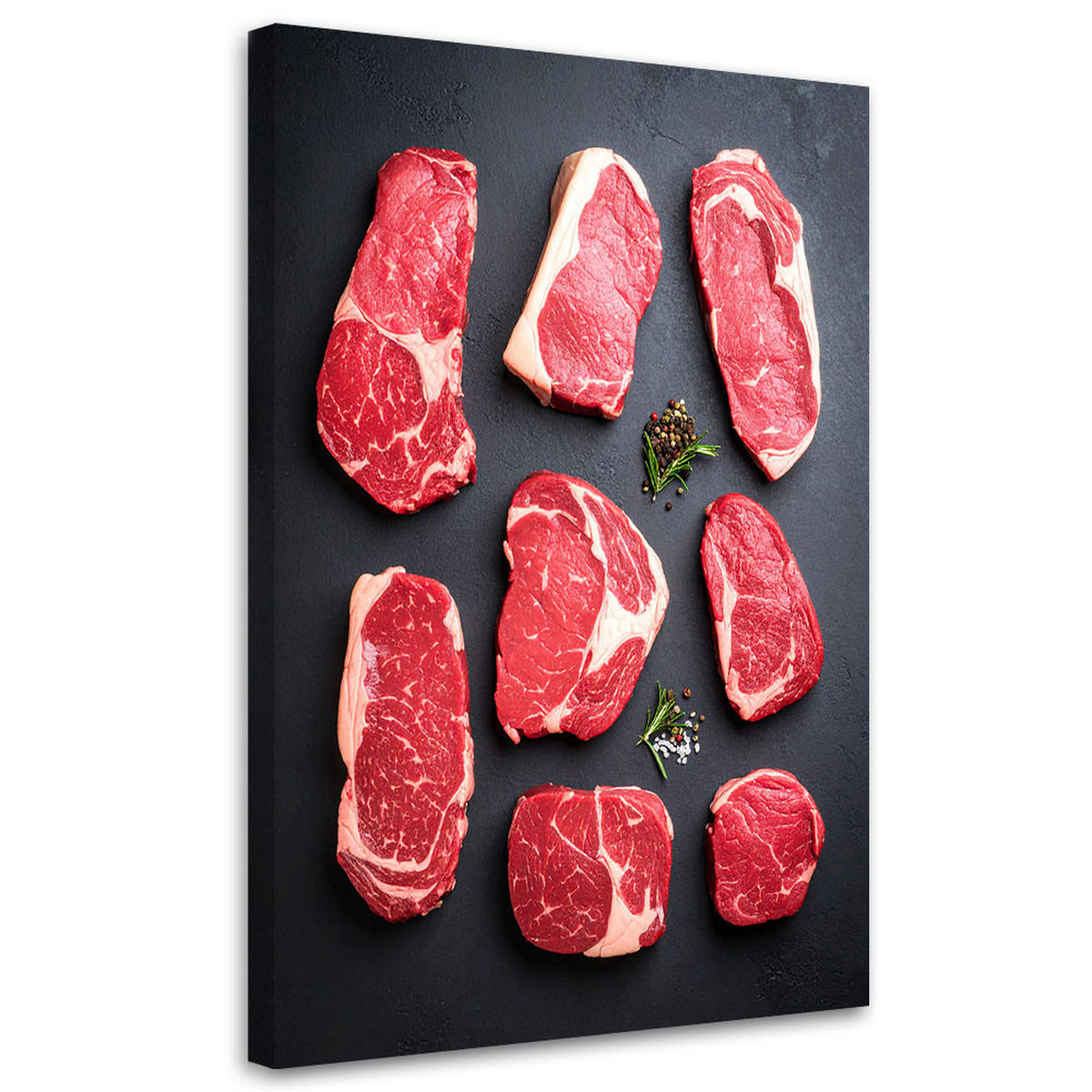 LEINWANDBILD Fleisch Steaks 80x120cm - Grau, Textil (80/120cm) - Feeby