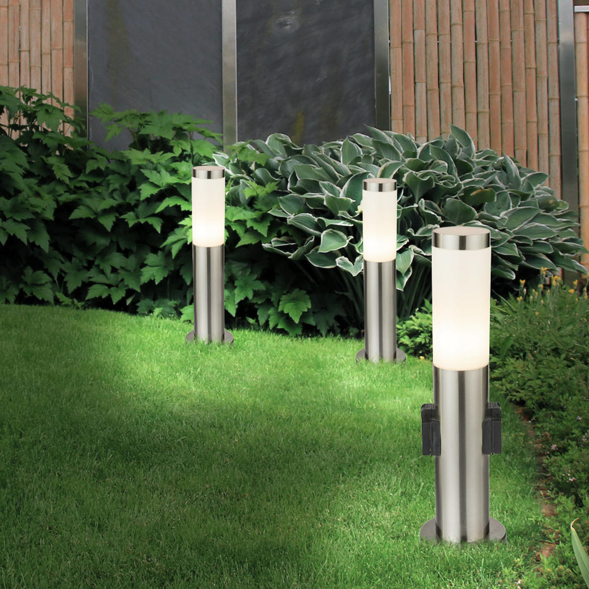 LED WEGELEUCHTE Silber Opal 3er Set - Silberfarben, Metall (7.6/7.6/45cm)