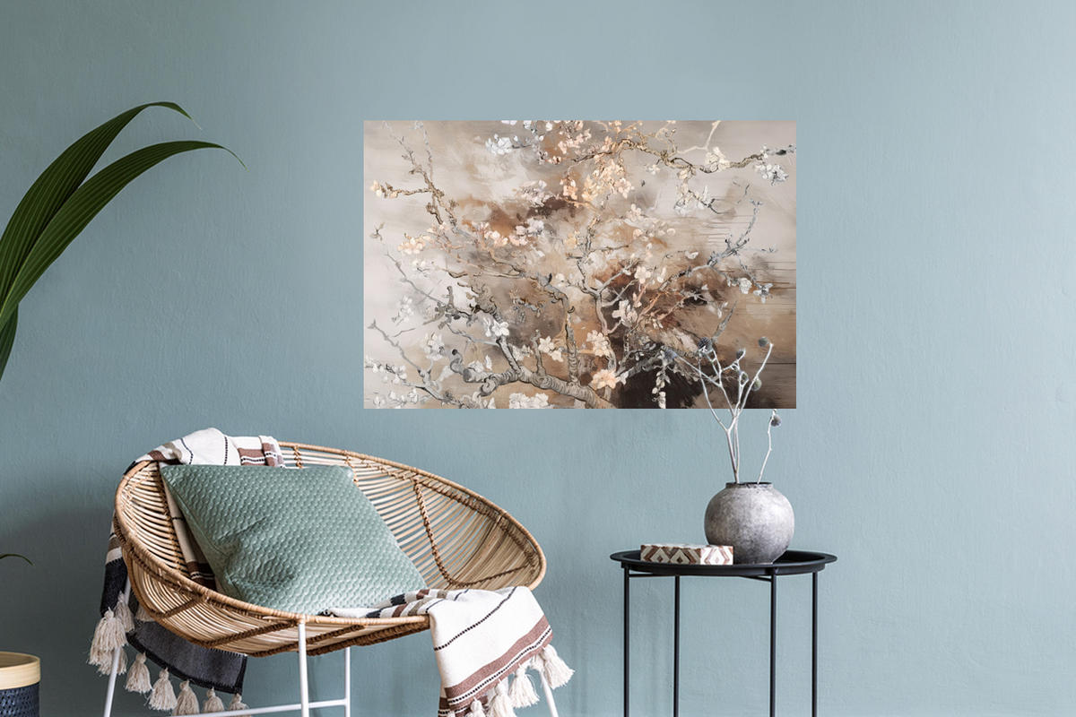 WANDTATTOO Mandelblüte - Kunst - Van Gogh - Beige - Abstrakt 60x40 cm - Braun, Kunststoff (60/40cm) - MuchoWow