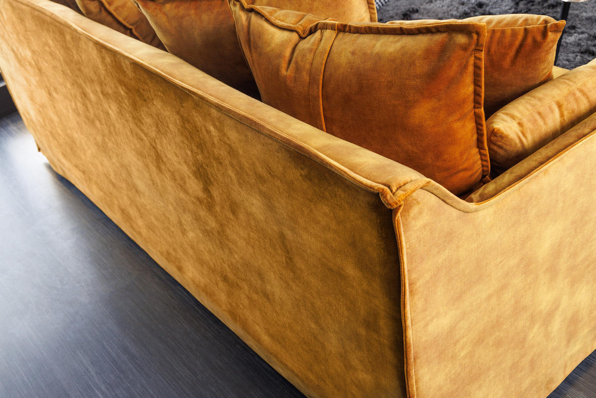 3-SITZER SOFA HEAVEN Samt Senfgelb 200 cm - Gelb, Holz/Textil (202/88/105cm) - riess-ambiente