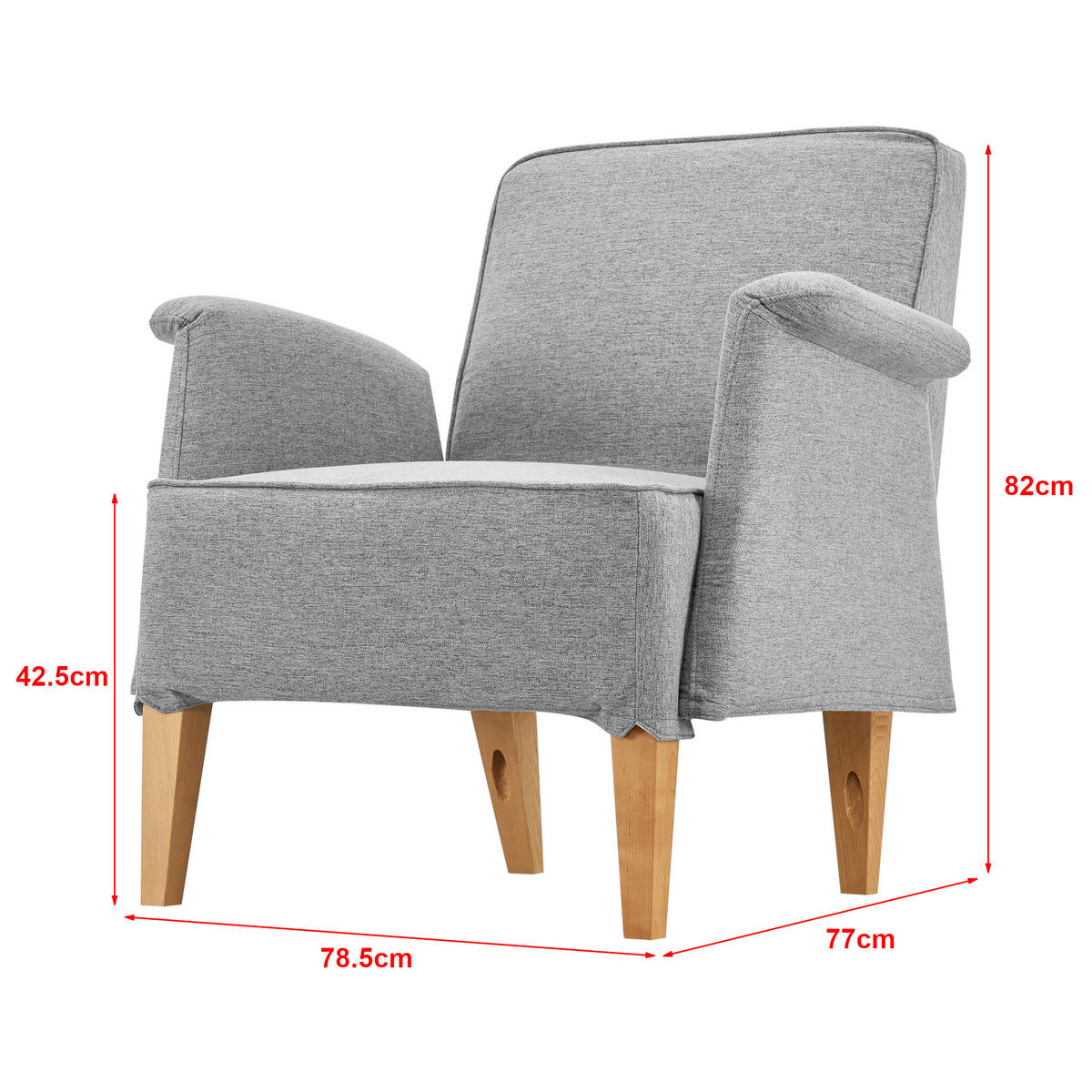 POLSTERSESSEL Diespeck Textil Hellgrau - Hellgrau, Textil (78.5/82/77cm) - [en.casa]