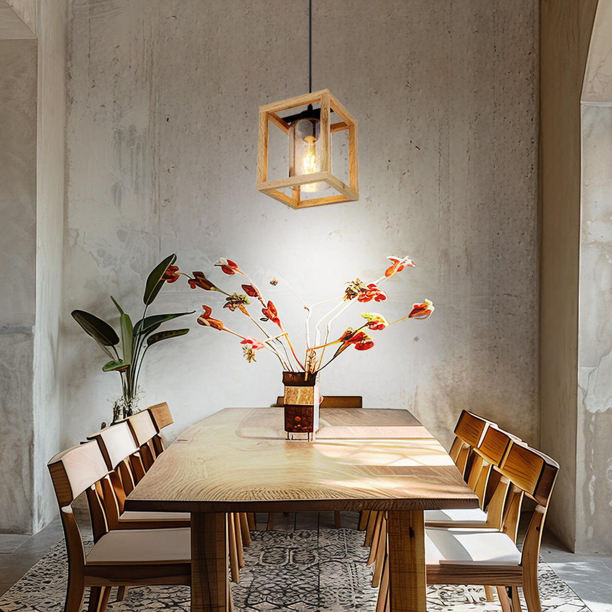 LED HÄNGELEUCHTE Glas Braun Matt - Braun, Holz (17/17/120cm) - Globo Lighting