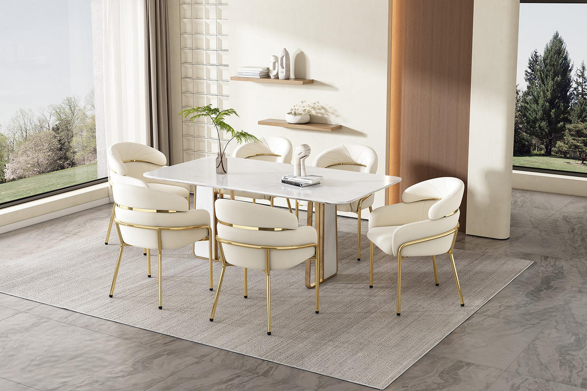 ESSZIMMERSTUHL 6er Set Samt Beige Metallbeine - Beige, Textil (54.5/78/57cm) - FLIEKS