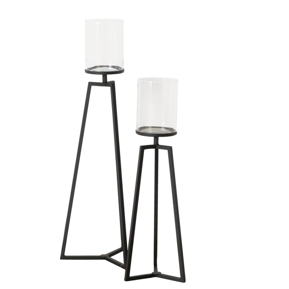 KERZENHALTER aus Glas auf Metallgestell Cosa - Schwarz, Metall (28/95/30cm) - Boltze Home