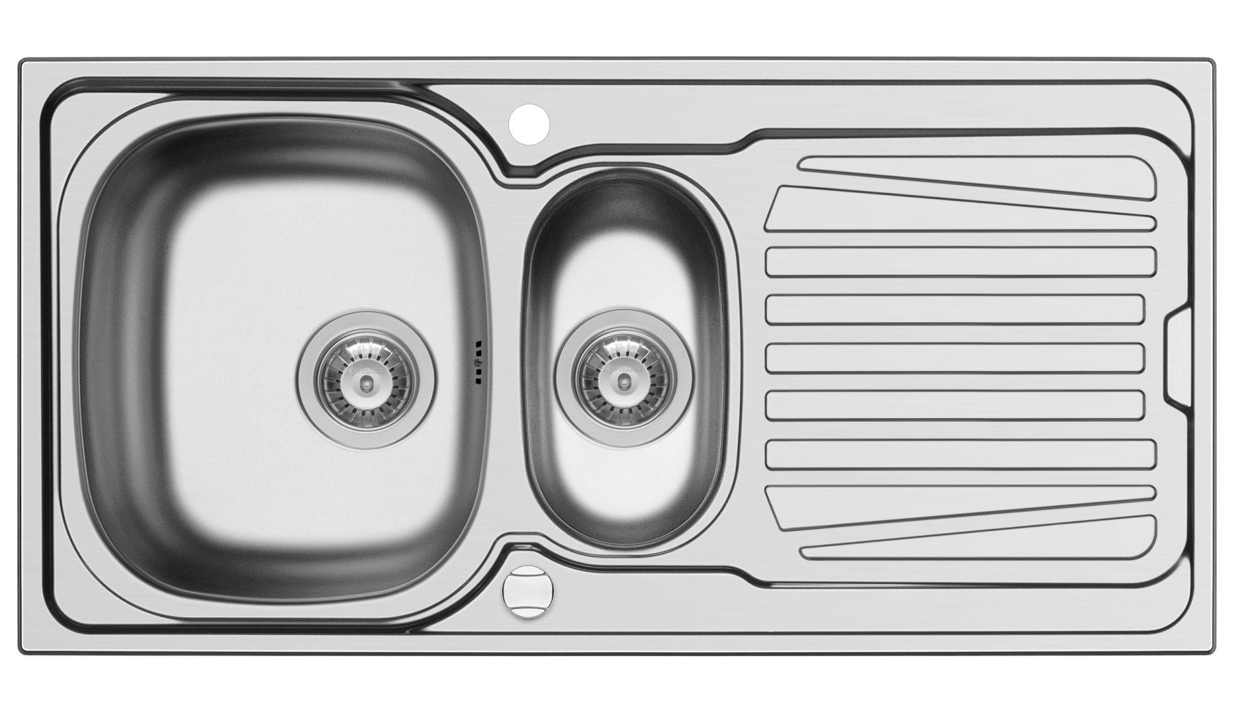 KÜCHENSPÜLE 100x50cm, Einbauspüle Sparta, 2x Hahnloch, 1,5 Becken - Grau, Metall (50/15/100cm)
