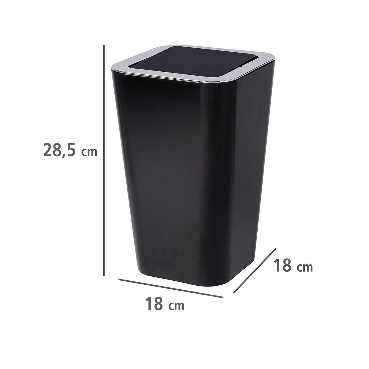 ABFALLKORB Candy Black 6 l 18/18/29 cm - Schwarz, Kunststoff (18/29/18cm) - Wenko