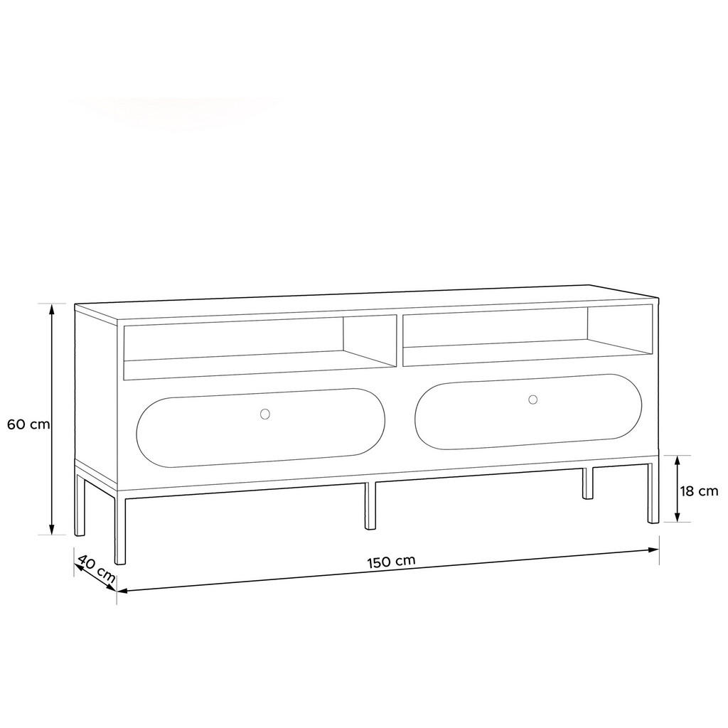 Thumbnail - Konsimo® Tv-Lowboard, Creme, Holzwerkstoff, 2 Fächer, 2 Schubladen, 150x60x40 cm, Wohnzimmer, Wohnwände, Lowboards, Lowb...