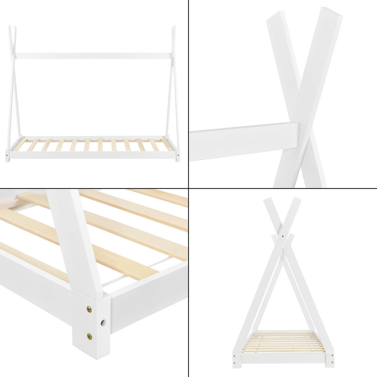 KINDERBETT Onejda - Weiß, Holz (90/200cm) - [en.casa]