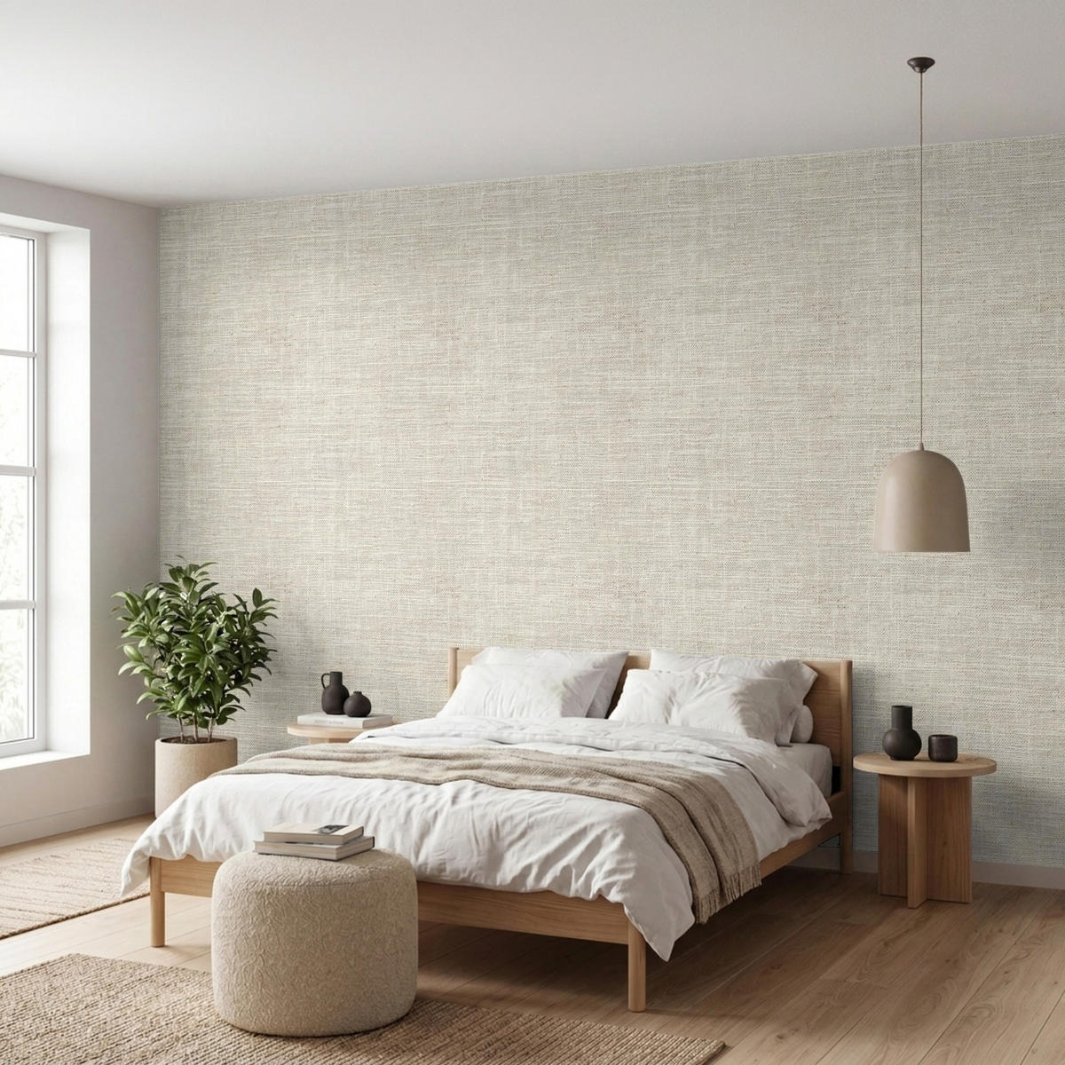 TAPETE - Leinen - Textur - Beige - 450x200 cm - Creme, Papier (450/200cm) - OnlyWow
