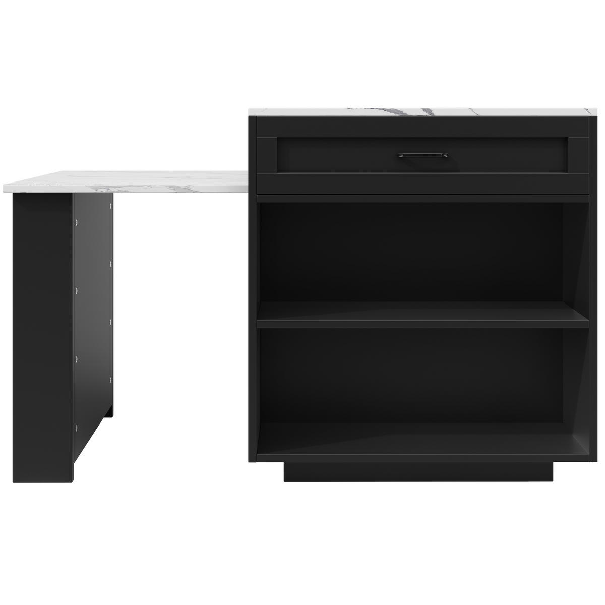 STEHTISCH AUSZIEHBAR Stauraum 2 Schubladen 2 Fächer Schwarz - Schwarz, Holzwerkstoff (204/93.5/70cm) - FLIEKS