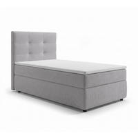BOXBETT SAKARYA 100x200 cm mit Bettkasten und Matratze - Hellgrau + TOPPER - Hellgrau/Schwarz, Holz/Holzwerkstoff (100/200cm) - AX Living