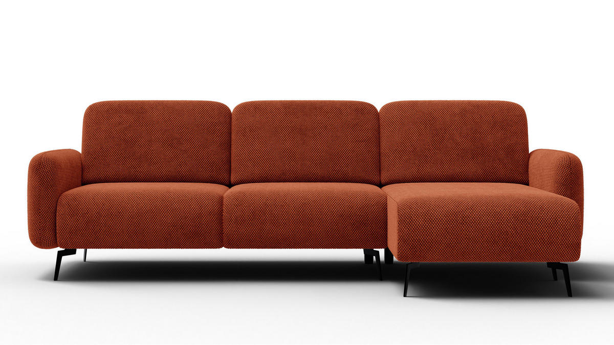 ECKSOFA FEBE 4-Sitzer rechts, dunkelorange - Dunkelorange/Schwarz, Holz/Textil (264/157cm) - Courtois Laville