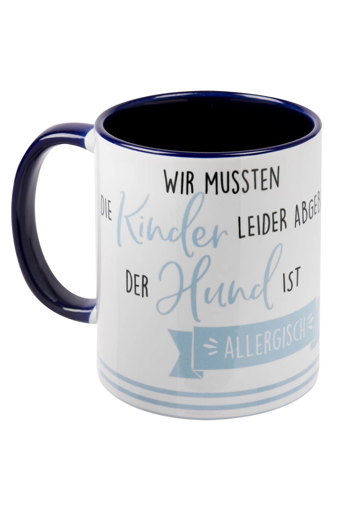 KAFFEEBECHER Hunde Golden Retriever Wir mussten die Kinder leider abgeben Blau 320 ml - Blau, Keramik (0.32L) - United Labels