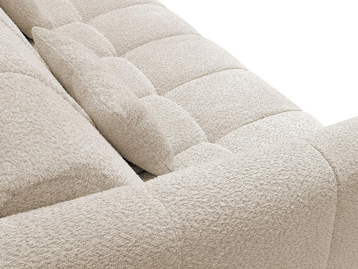 SOFA 4-Sitzer mit Schlaffunktion - Bouclé-Stoff - Cremefarben - Liegefläche 160 cm + Matratze 13 cm mit Memory-Schaum - RETUNA - Beige, Textil (220/90/208cm) - Vente-Unique