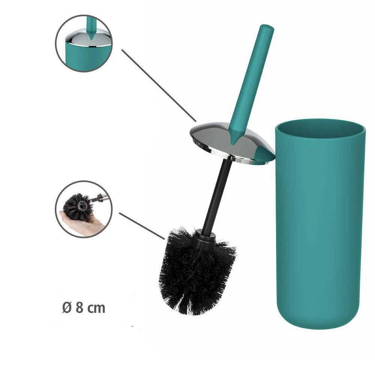 BÜRSTENBEHÄLTER türkis + WC-Bürste Brasil 10/10/37 cm - Blau, Kunststoff (10/37/10cm) - Wenko