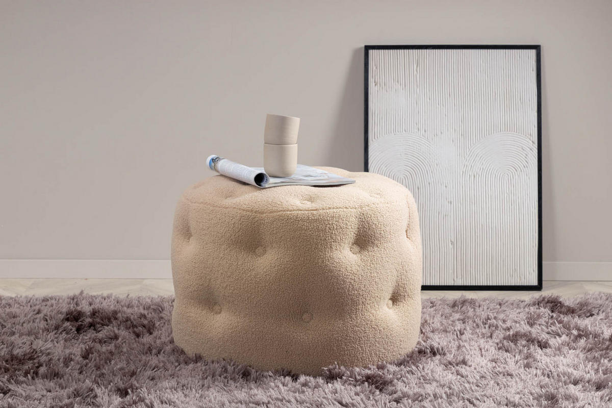 POUF beige - Beige, Holzwerkstoff (55/44/55cm) - ebuy24