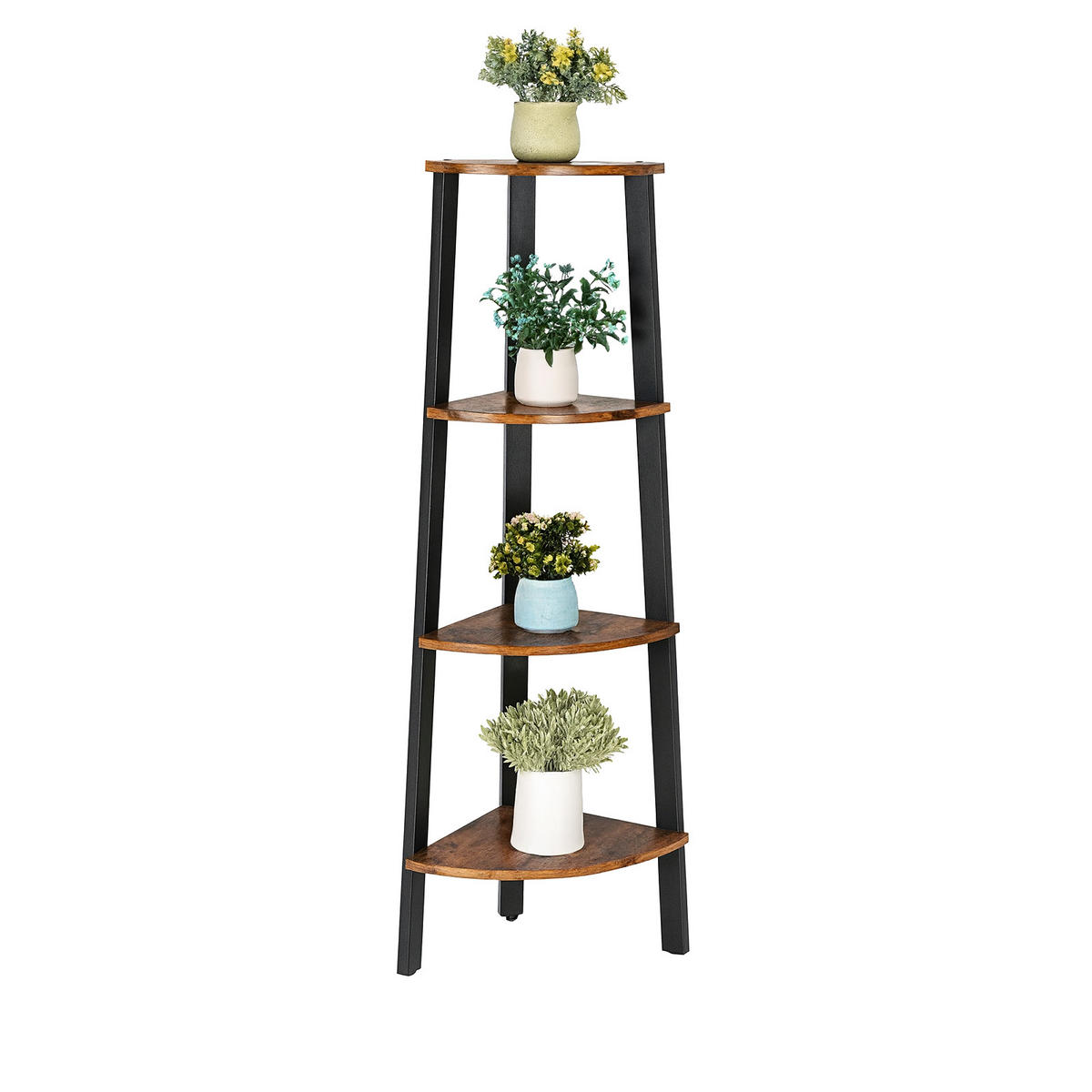 ECKREGAL Holzoptik Metall Dunkelbraun Schwarz Standregal 125x34x34 cm - Dunkelbraun/Schwarz, Holzwerkstoff/Metall (34/125/34cm) - Begryf