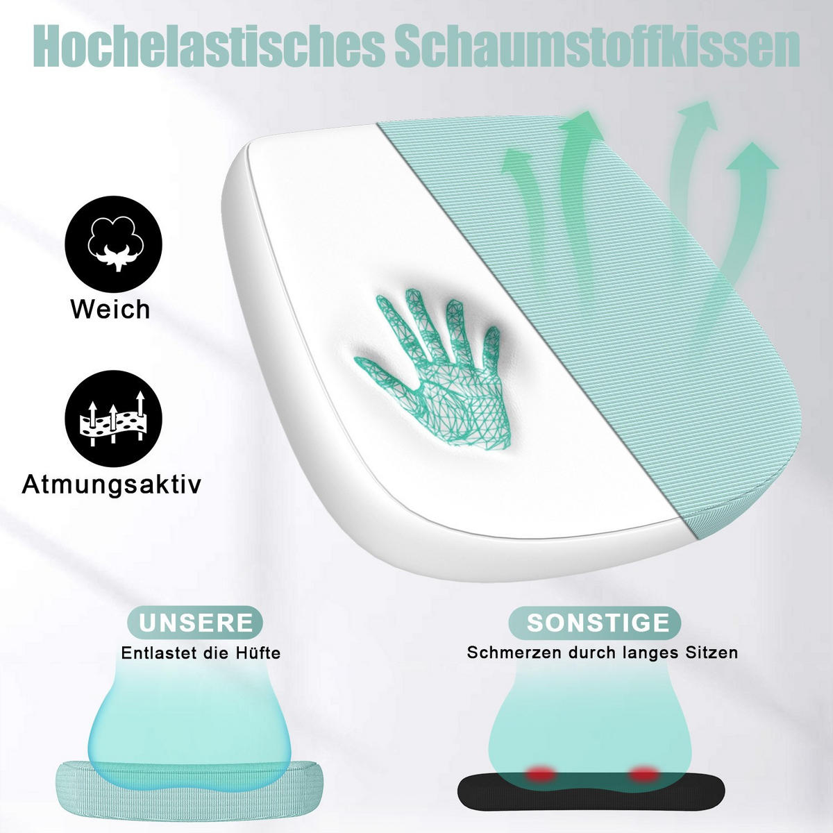 BÜRODREHSTUHL ergonomisch, mittelhohe Rückenlehne, klappbare Armlehnen – Hellgrün - Grün, Metall (50/102/50cm) - Rattantree