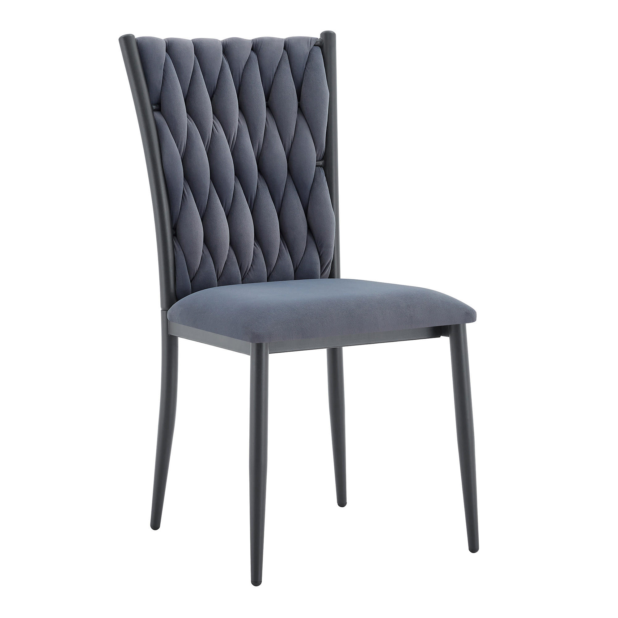 STUHL-SET DE-36807 4 Stück mit handgeflochtenem Muster Dunkelgrau - Dunkelgrau, Metall (45/94/58cm) - ComfortXL