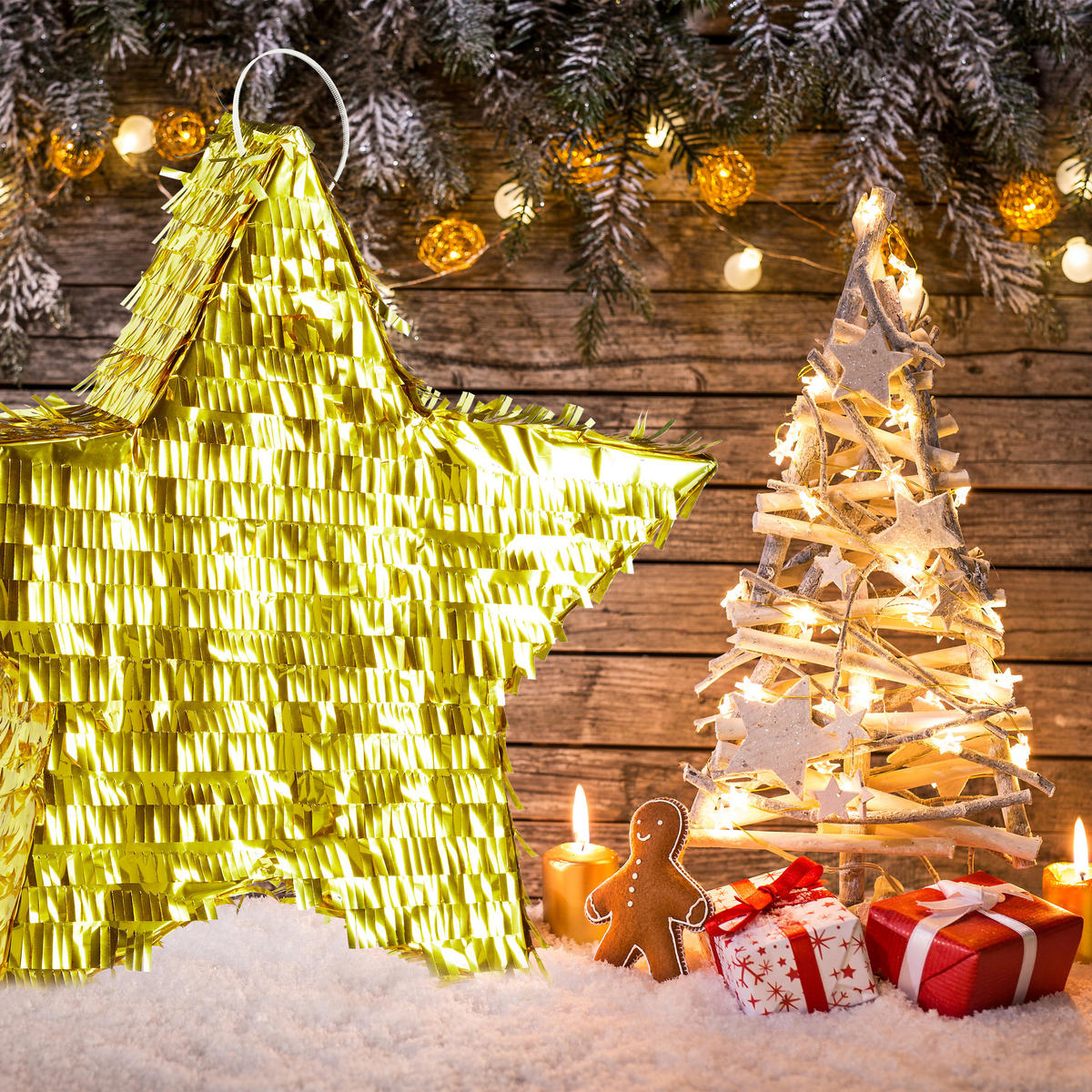 PINATA Stern - Goldfarben, Papier (45/43/9cm) - Relaxdays