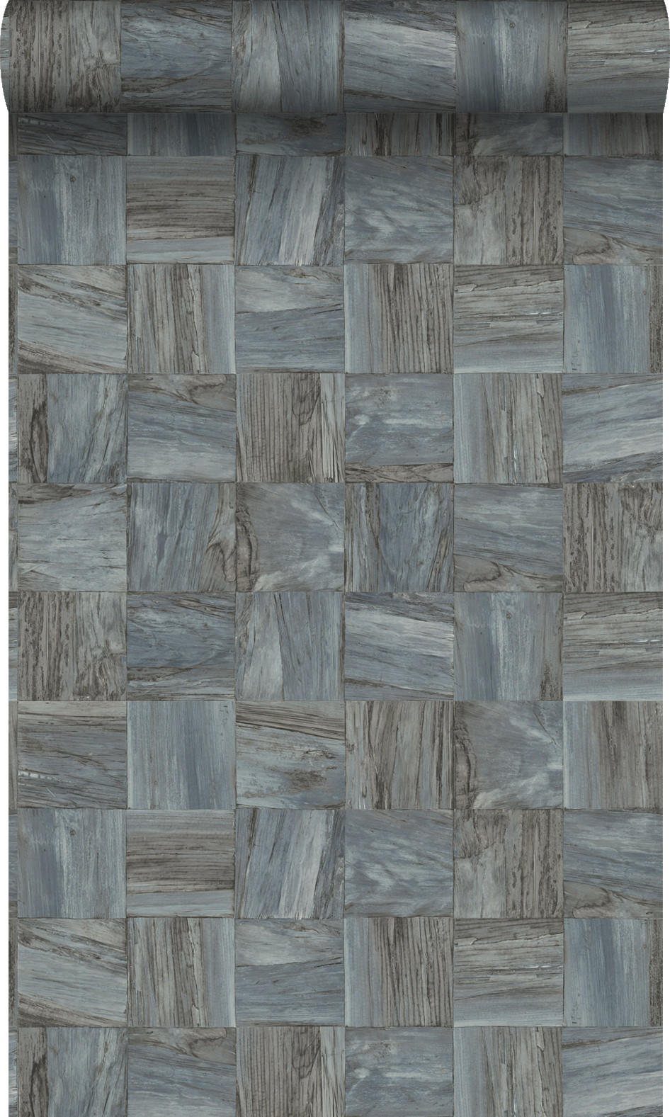 TAPETE quadratische Holzstücke 53 cm x 10.05 m - Grau, Papier (53/1000cm) - Origin Wallcoverings