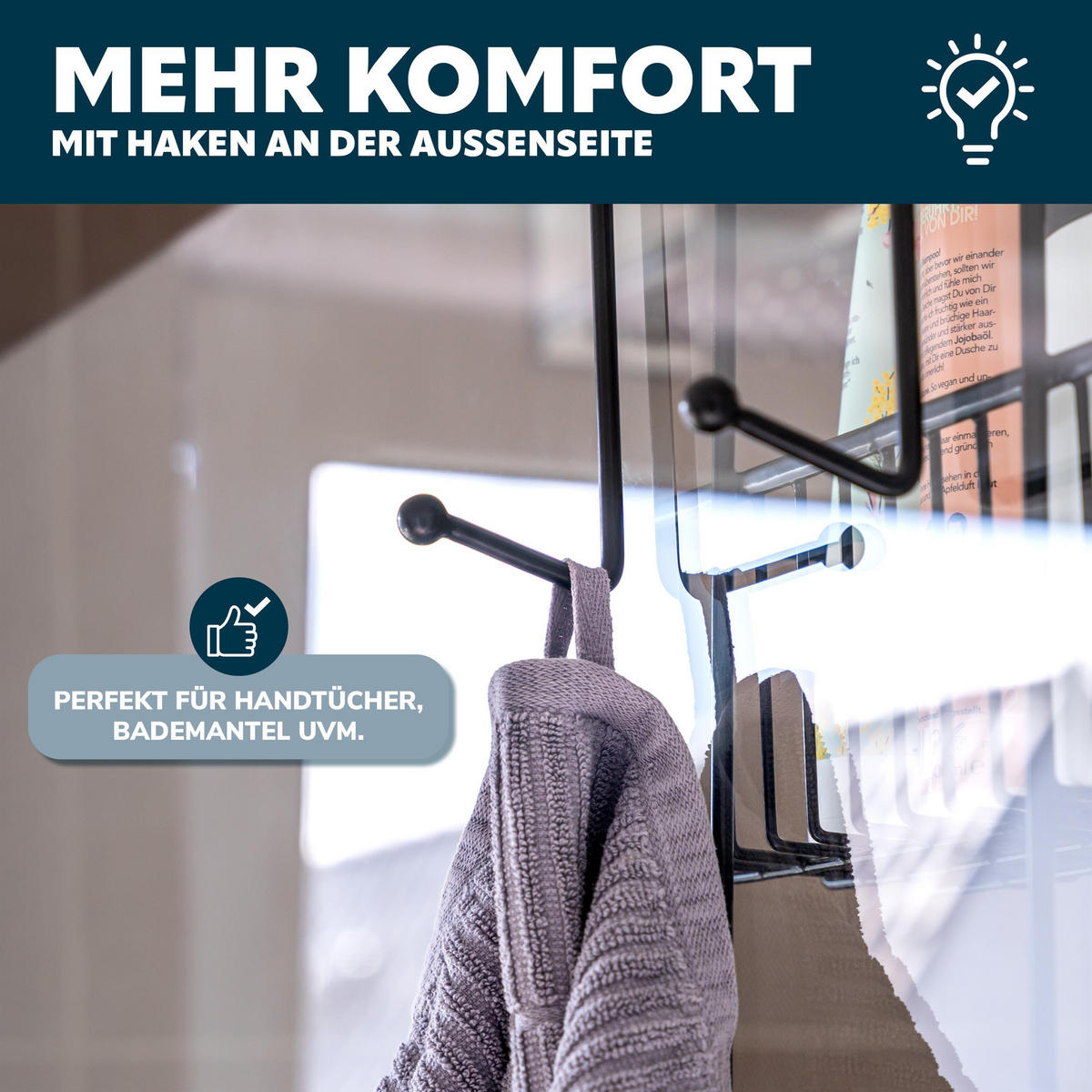 DUSCHREGAL, schwarz, Metall - Schwarz, Metall (25/75/12cm) - bremermann