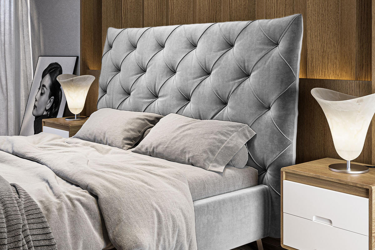 POLSTERBETT ANNY Silber Massivholz - Silberfarben, Textil (140/200cm) - KAWOLA