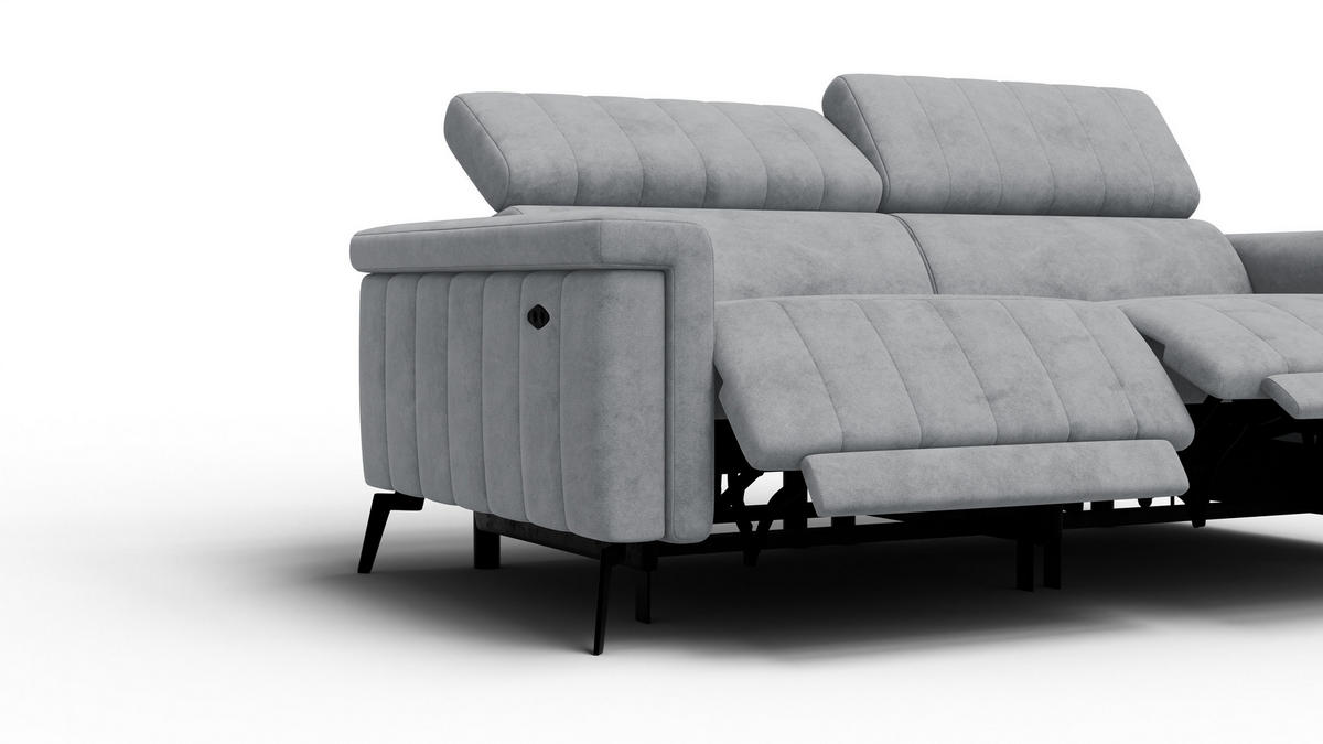RELAXSOFA NORDEL 3-Sitzer, grau - Schwarz/Grau, Holz/Textil (194/80/105cm) - Courtois Laville