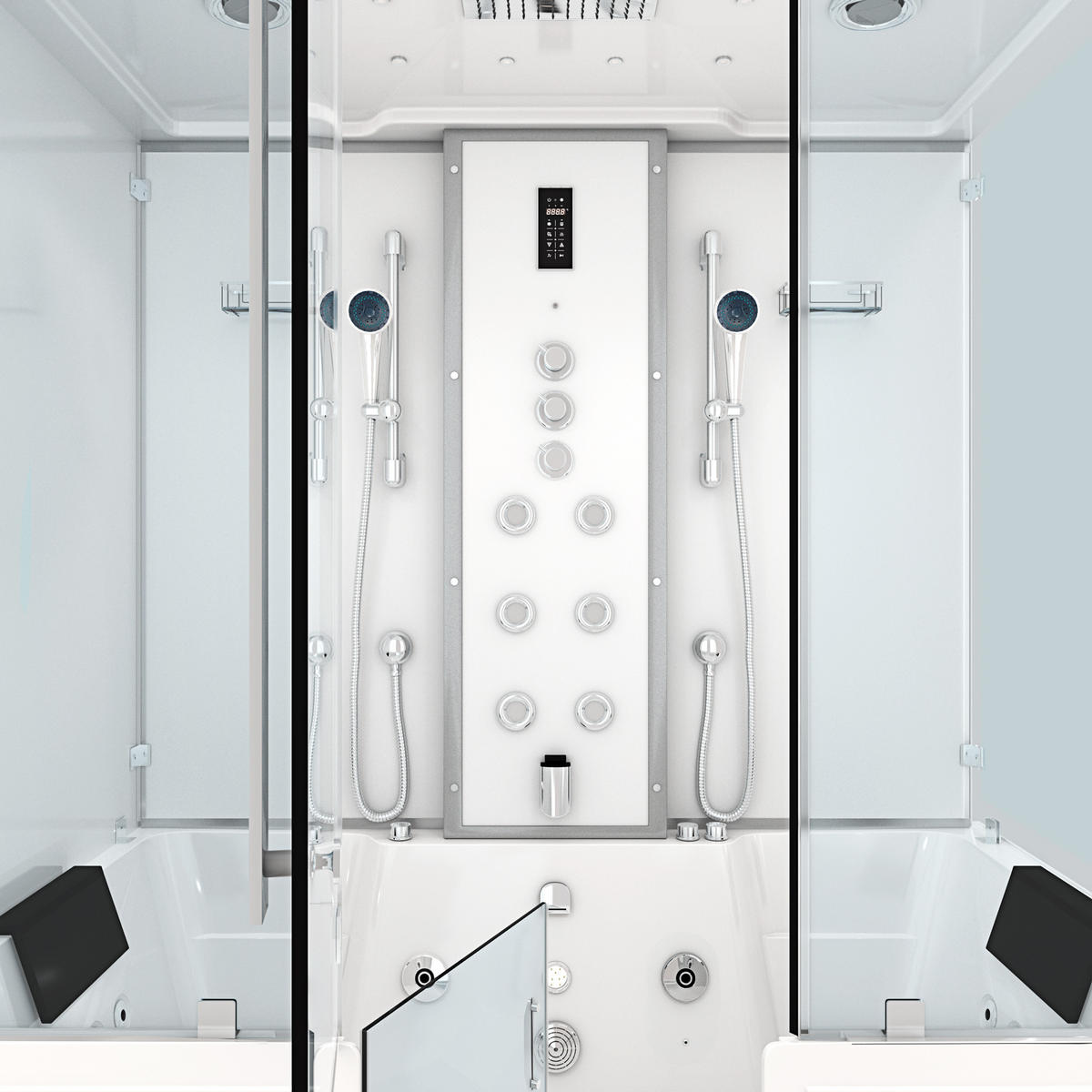 BADEWANNE mit Tür Dusche K88-WS-TH-C-SC-EA - Weiß, Glas/Kunststoff (100/228/180cm) - AcquaVapore by Sandra Jentho