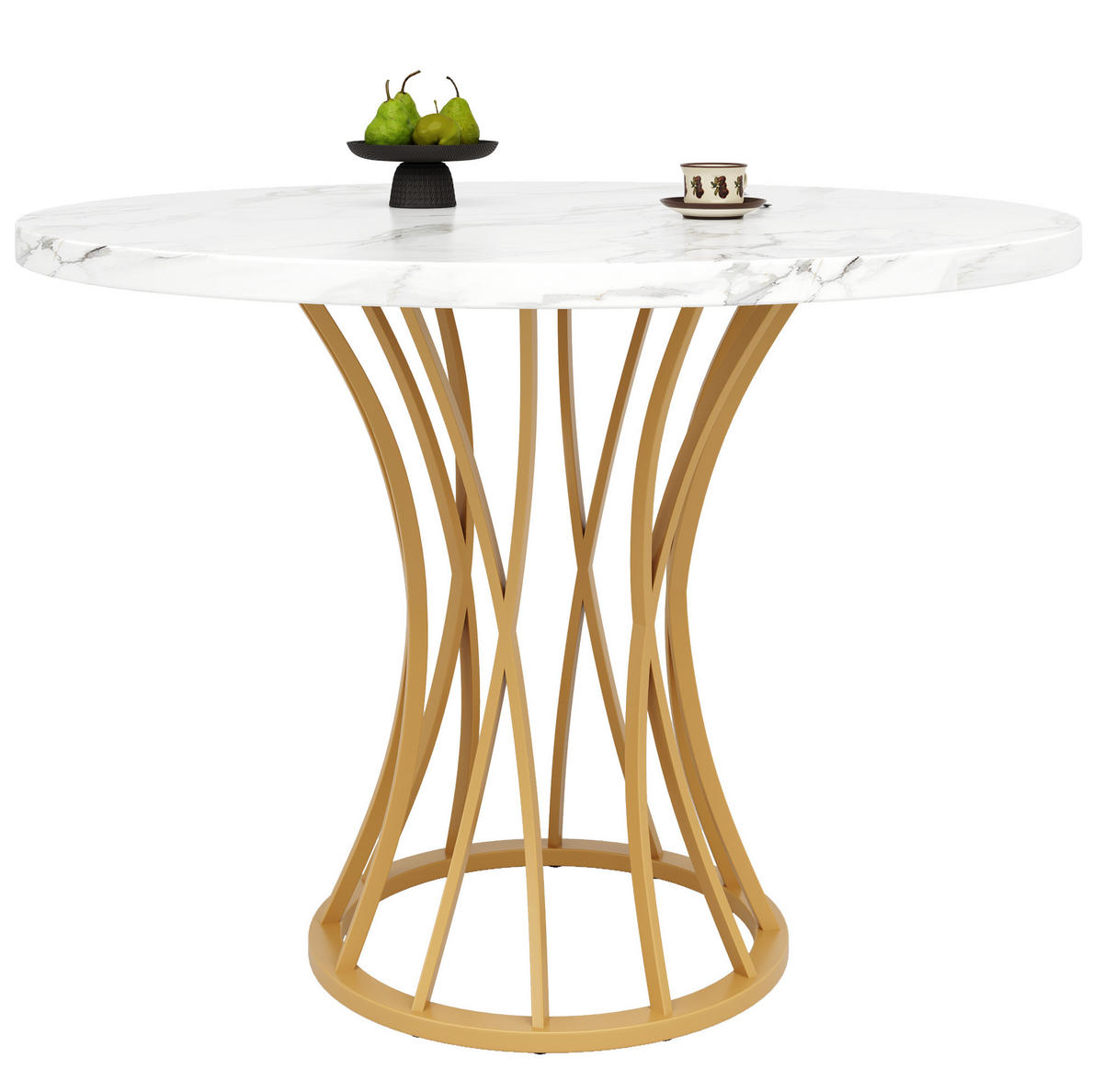 ESSTISCH, MDF-Marmoroptik mit Metallgestell, 80/80/76 cm, Goldfarben - Goldfarben, Holzwerkstoff (80/80/76cm) - Redom
