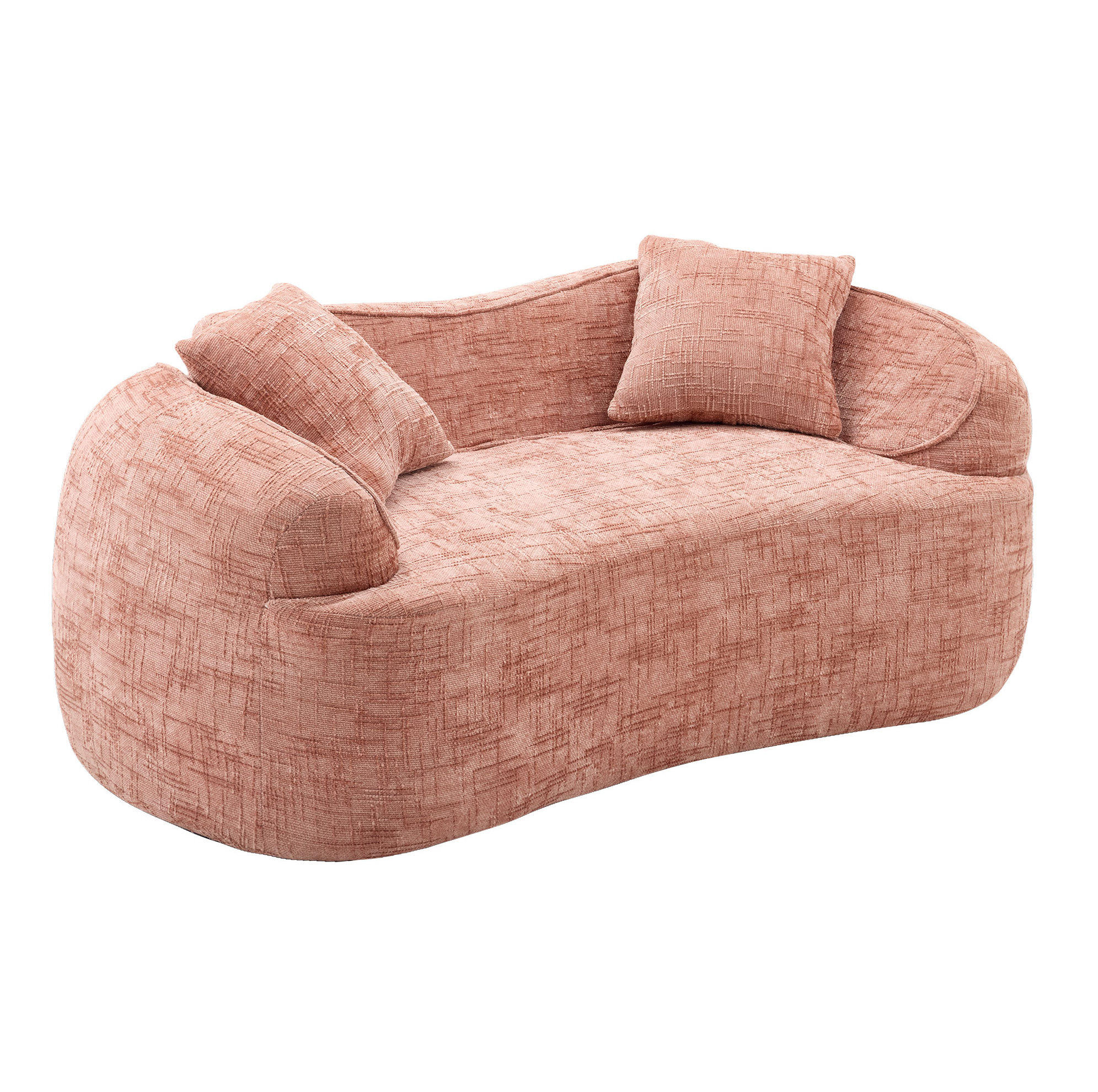 2-SITZER-SOFA mit Federkern und Schaumstoffpolsterung, geschwungene Form, Pink - Rosa, Kunststoff (87/70/170cm) - Modfu