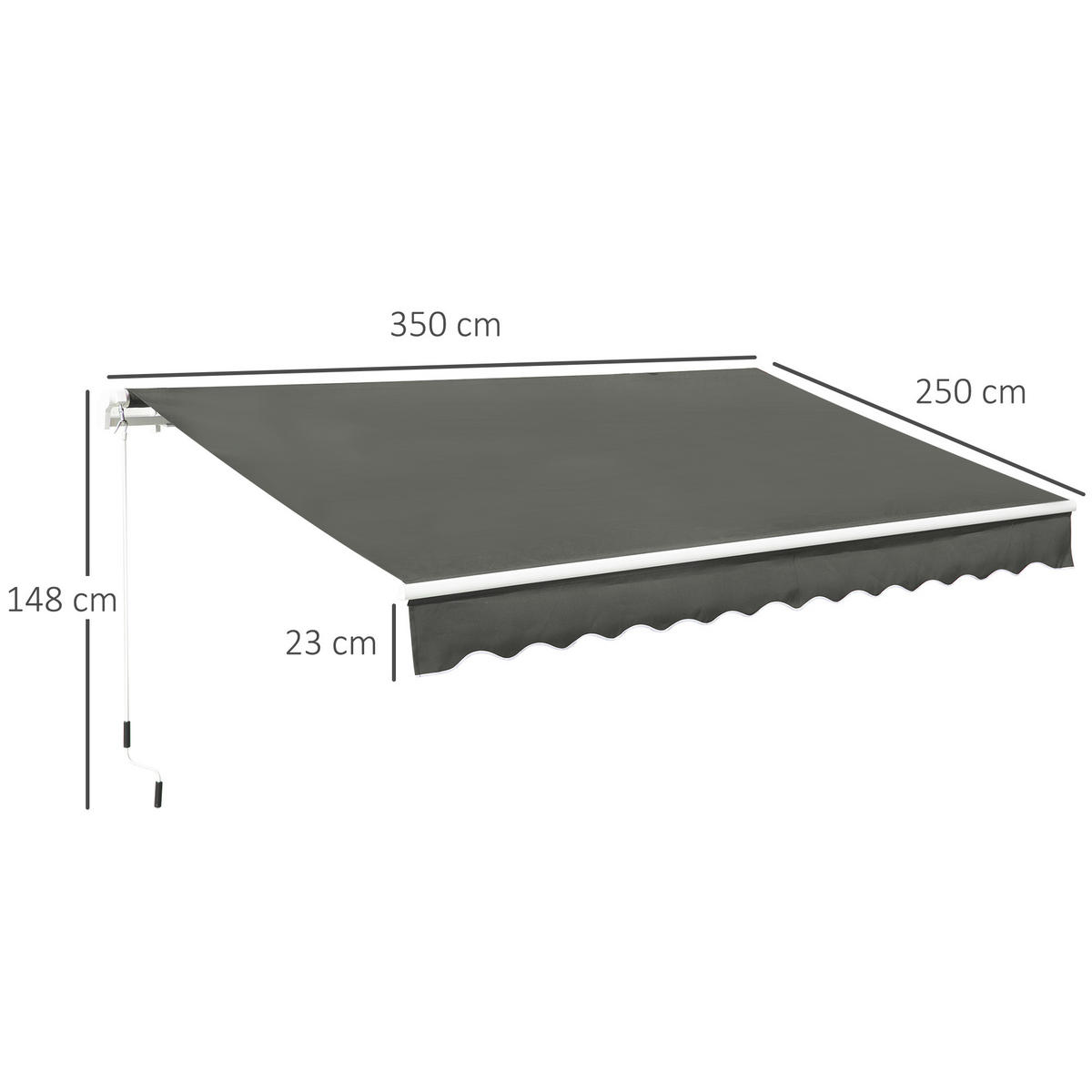 MARKISE DE-14017 manuell, Winkel verstellbar 3,5/2,5 m Grau - Grau, Textil (250/1/350cm) - ComfortXL